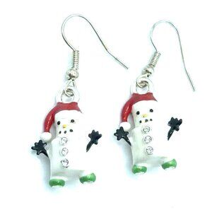 Brighton Christmas S’Mores Snowman Marshmallows Holiday Custom Silver Earrings